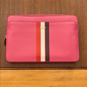 Coach Pink Striped Laptop Case